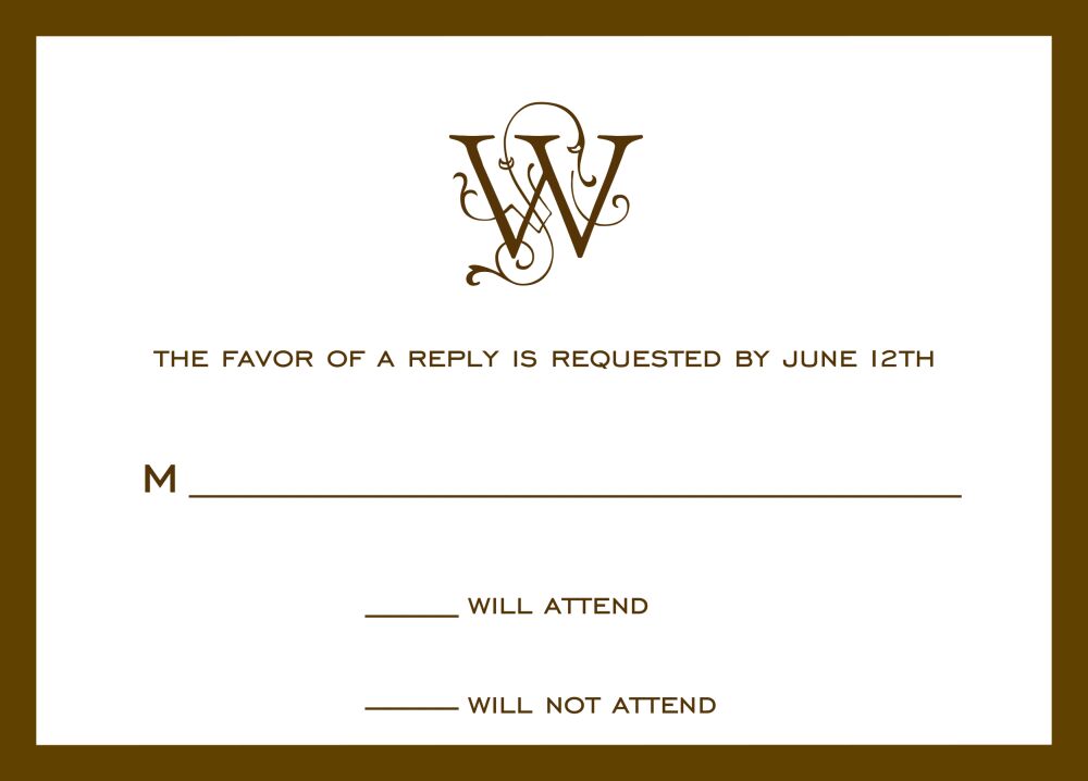 Classic Border Chocolate Reply Card