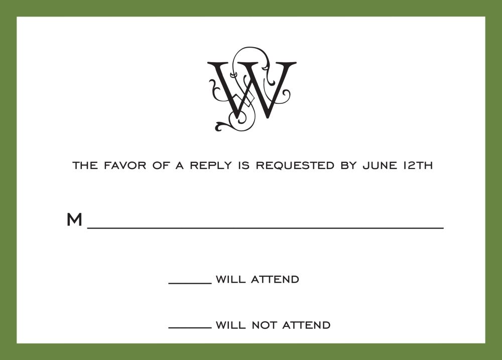 Classic Border Dark Green Reply Card
