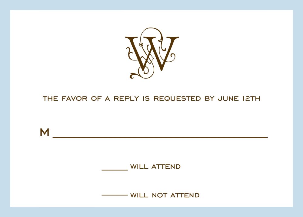 Classic Border Blue Reply Card