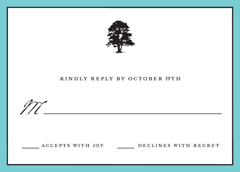 Classic Edge Dark Aqua Reply Card