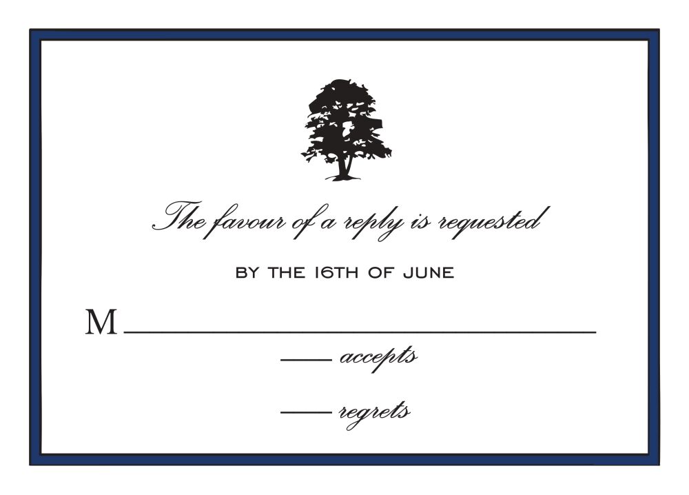 Simple Border Navy Reply Card