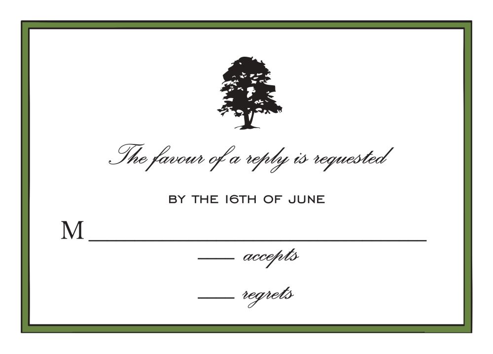 Simple Border Dark Green Reply Card