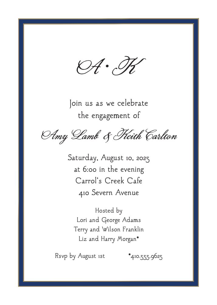 Navy Border Invitation