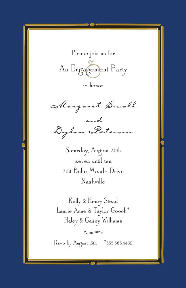 Vintage Frame Navy Invitation