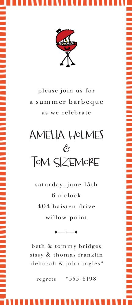 Striped Edge Orange Invitation