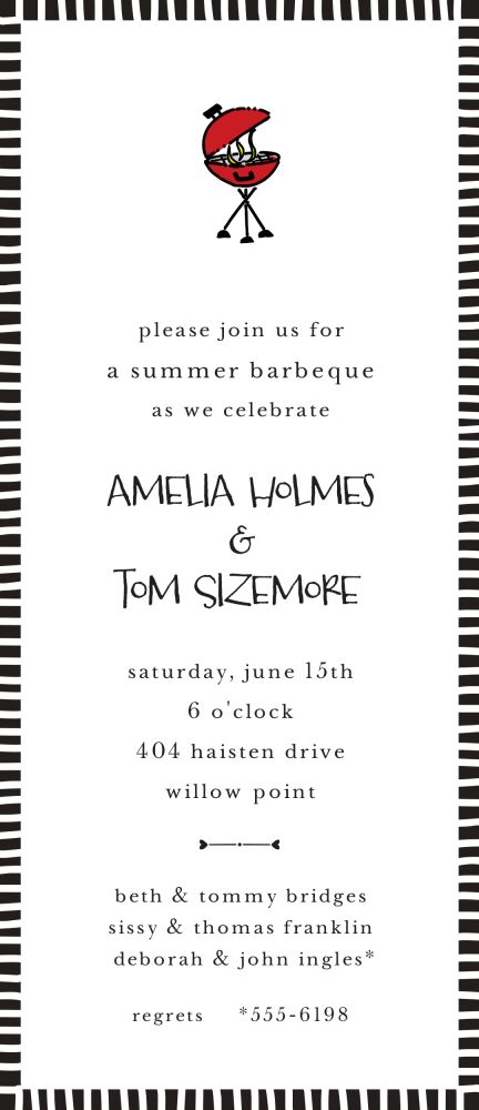 Striped Edge Black Invitation