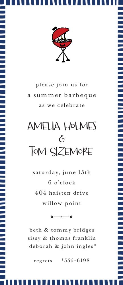 Striped Edge Navy Invitation