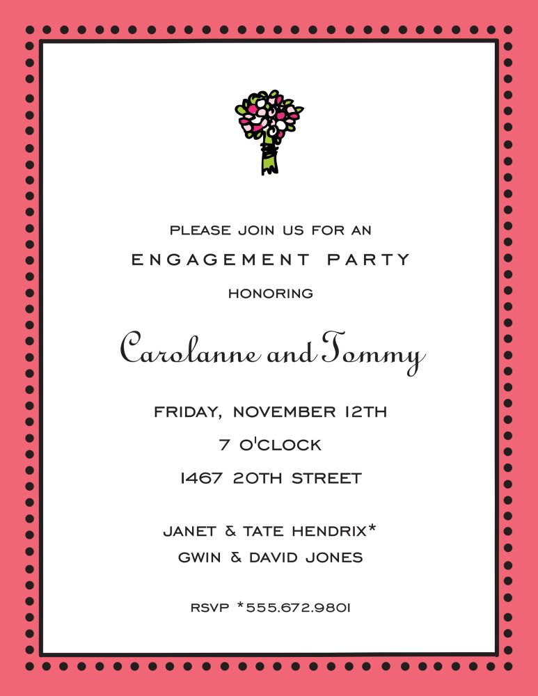 Antique Bead Border Coral Invitation