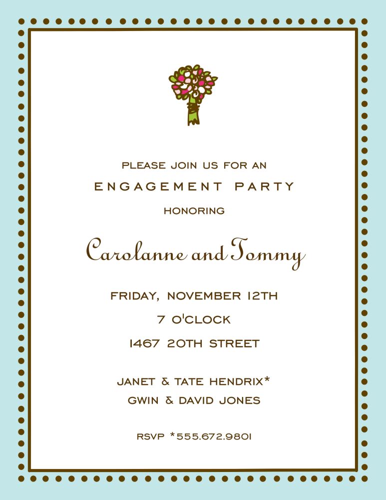 Antique Bead Border Chocolate & Aqua Invitation