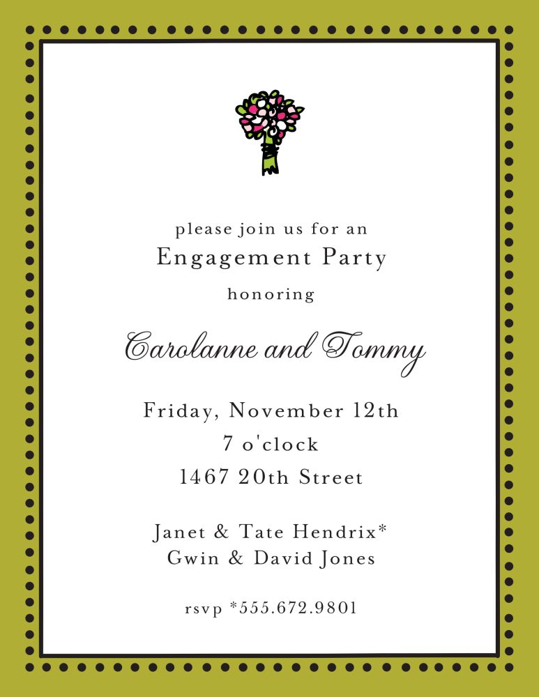 Antique Bead Border Olive Invitation