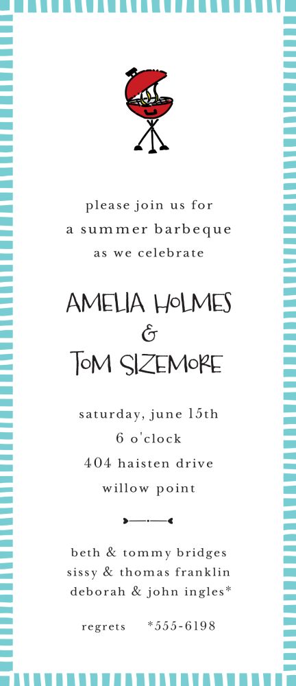 Striped Edge Dark Aqua Invitation
