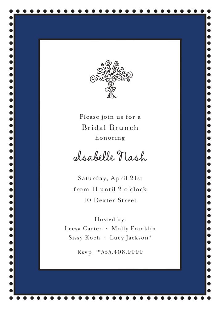 Antique Bead Border Navy Invitation