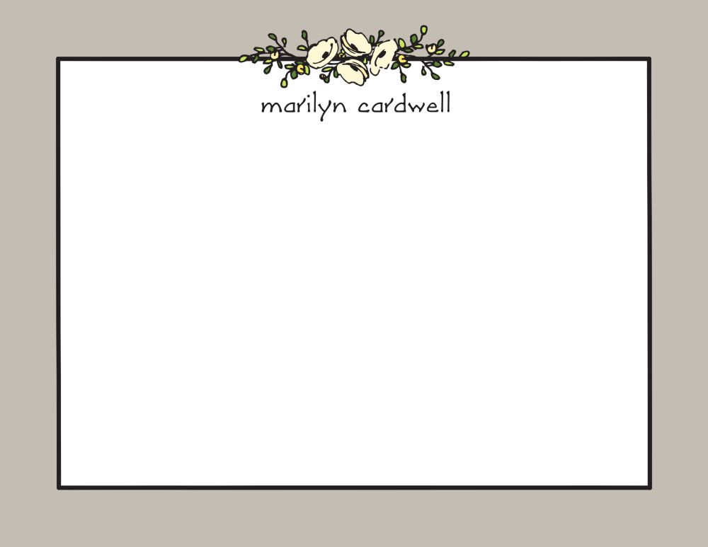 Floral Garland Taupe Flat Note