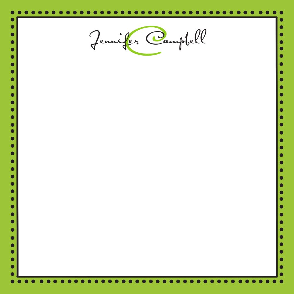 Antique Bead Border Lime And Black Notepad