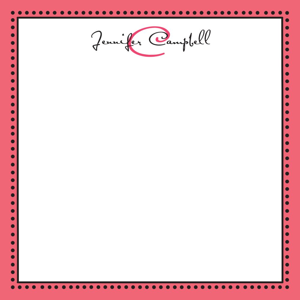 Antique Bead Border Coral And Black Notepad