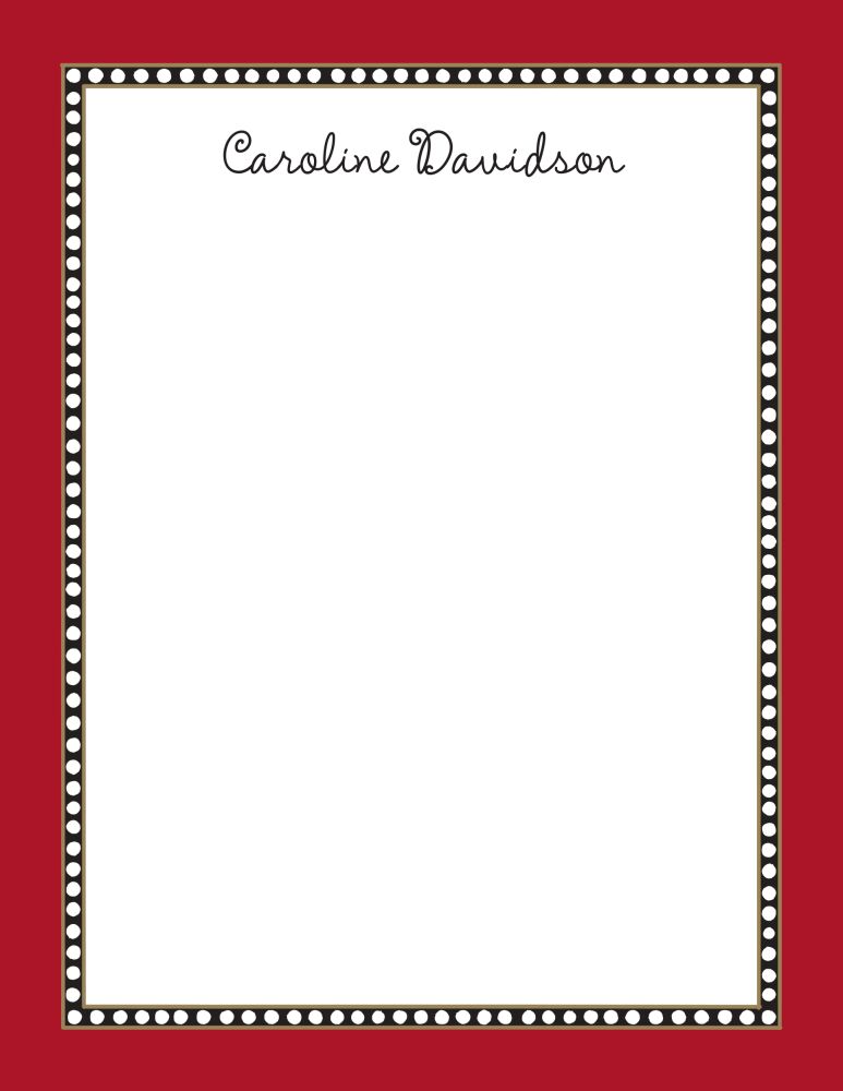 Beaded Border Red Notepad