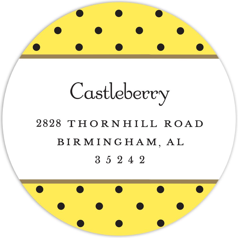 Dots Citrine & Black Round Return Address Sticker