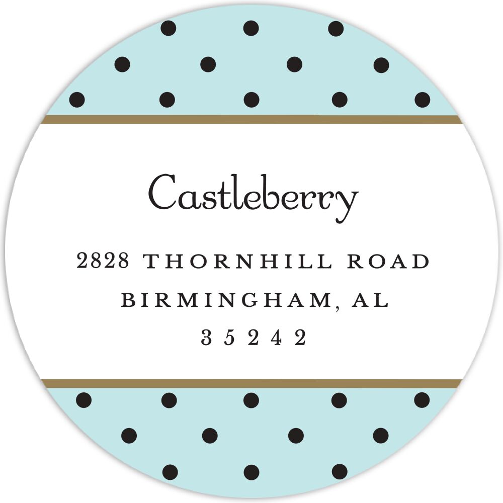 Dots Blue & Black Round Return Address Sticker