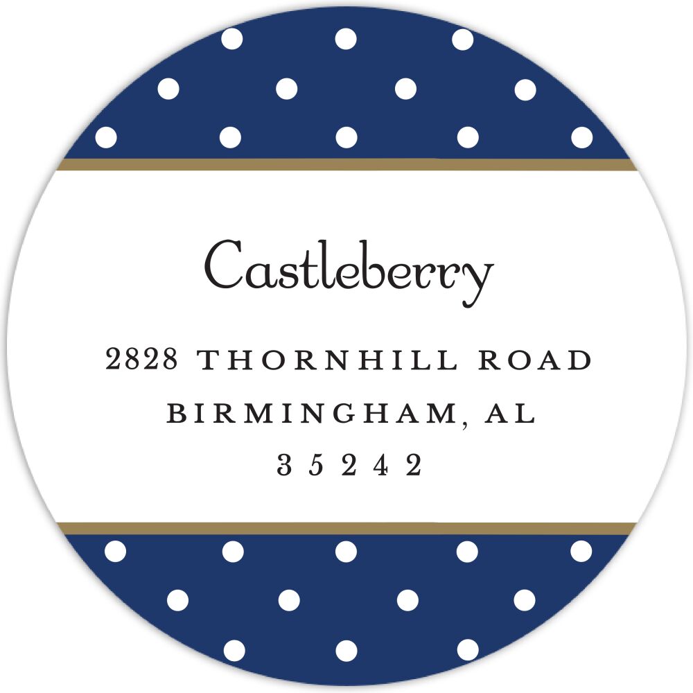 Dots Navy & White Round Return Address Sticker