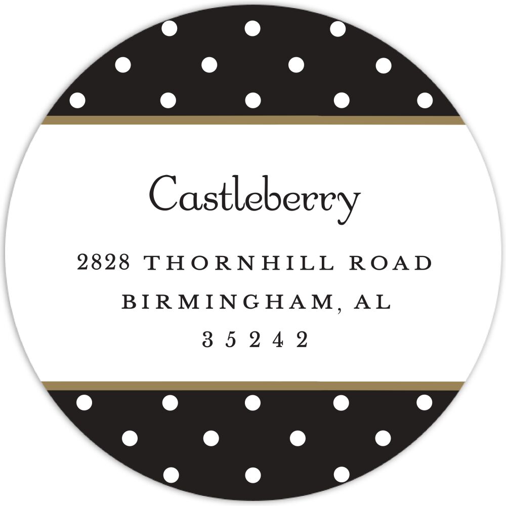 Dots Black & White Round Return Address Sticker