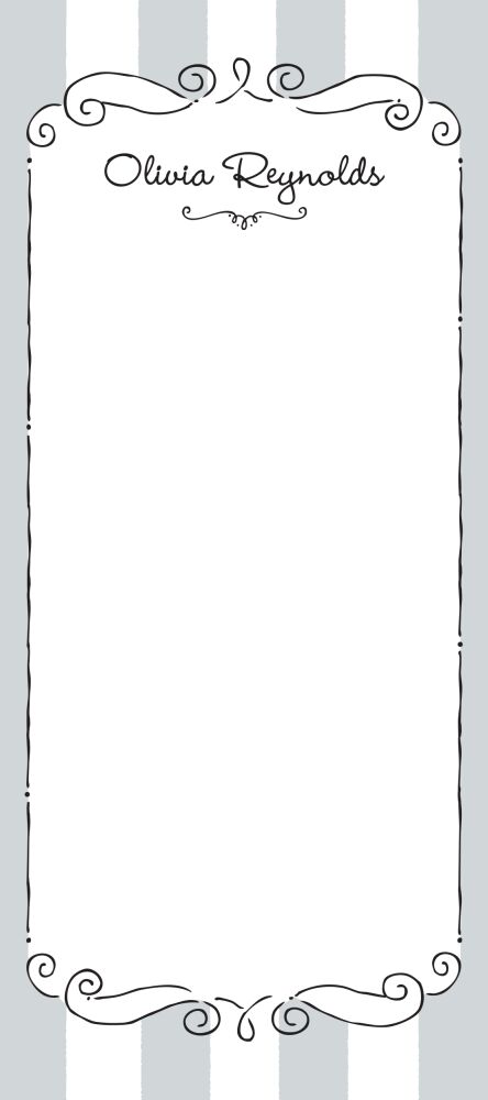 Striped Curly Frame Silver Notepad