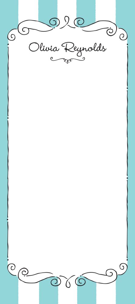 Striped Curly Frame Dark Aqua Notepad