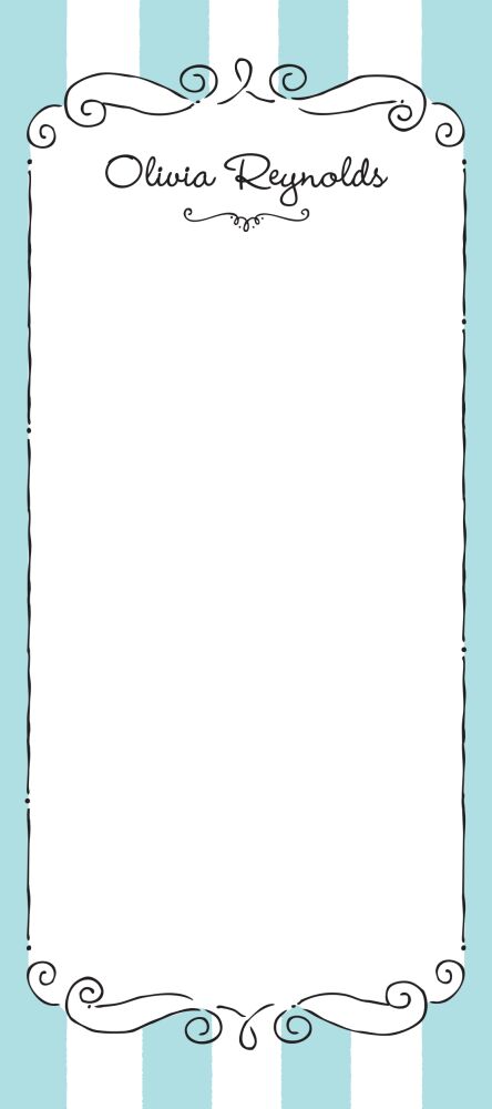 Striped Curly Frame Aqua Notepad