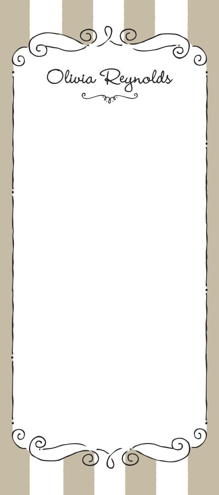 Striped Curly Frame Taupe Notepad