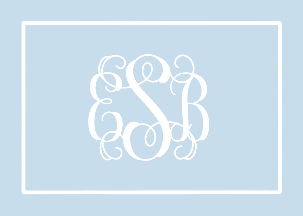 Classic Border White On Blue Flat Enclosure Card