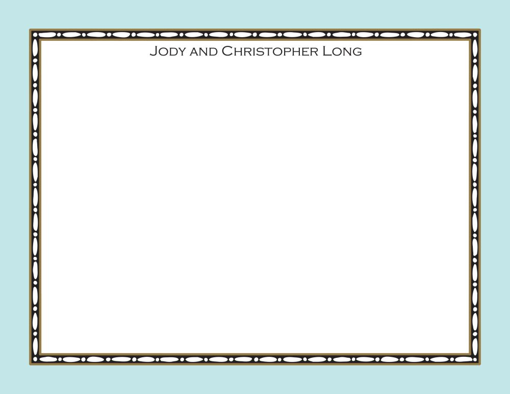 Rice Bead Border Aqua Flat Note