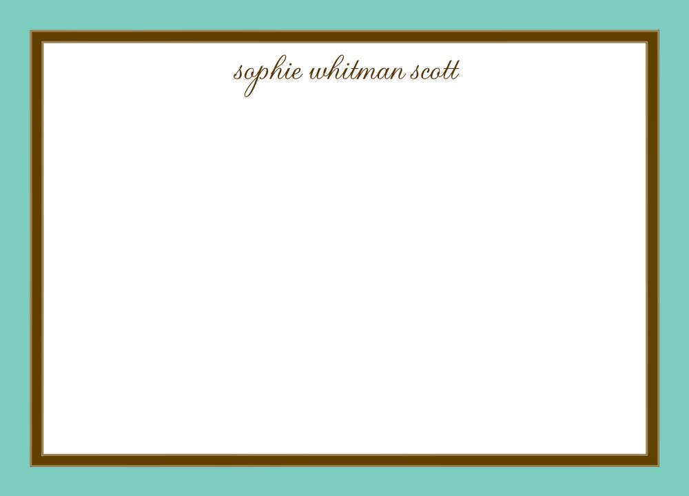 Dark Aqua Edge & Chocolate Border Flat Note