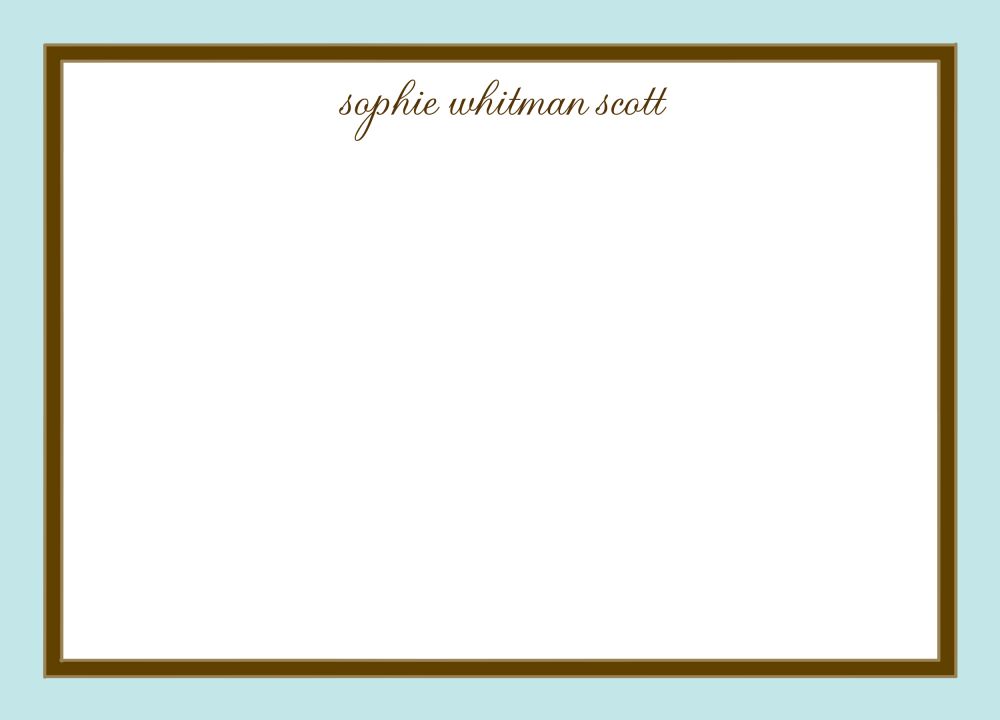 Aqua Edge & Chocolate Border Flat Note