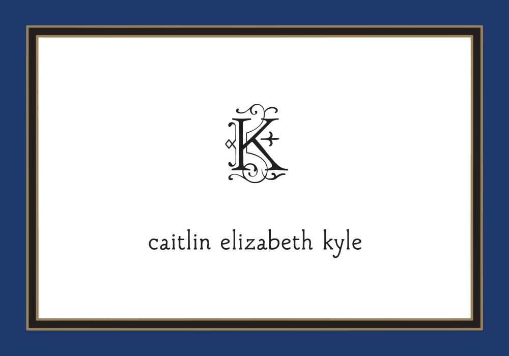 Navy Edge & Black Border Folded Note