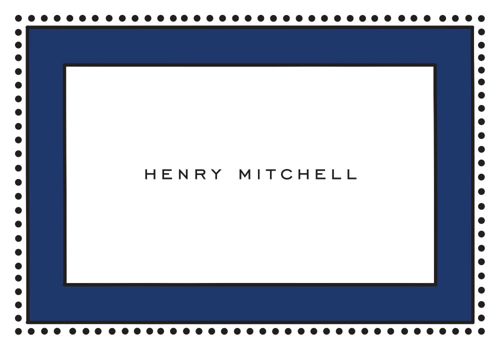 Antique Bead Border Navy Folded Note