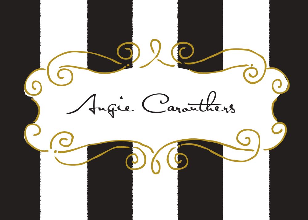 Curly Frame & Stripes Black Folded Enclosure Card