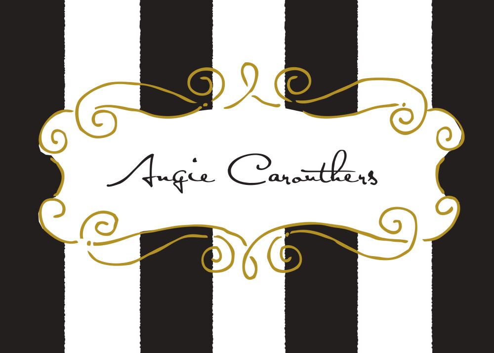 Curly Frame & Stripes Black & Gold Sticker