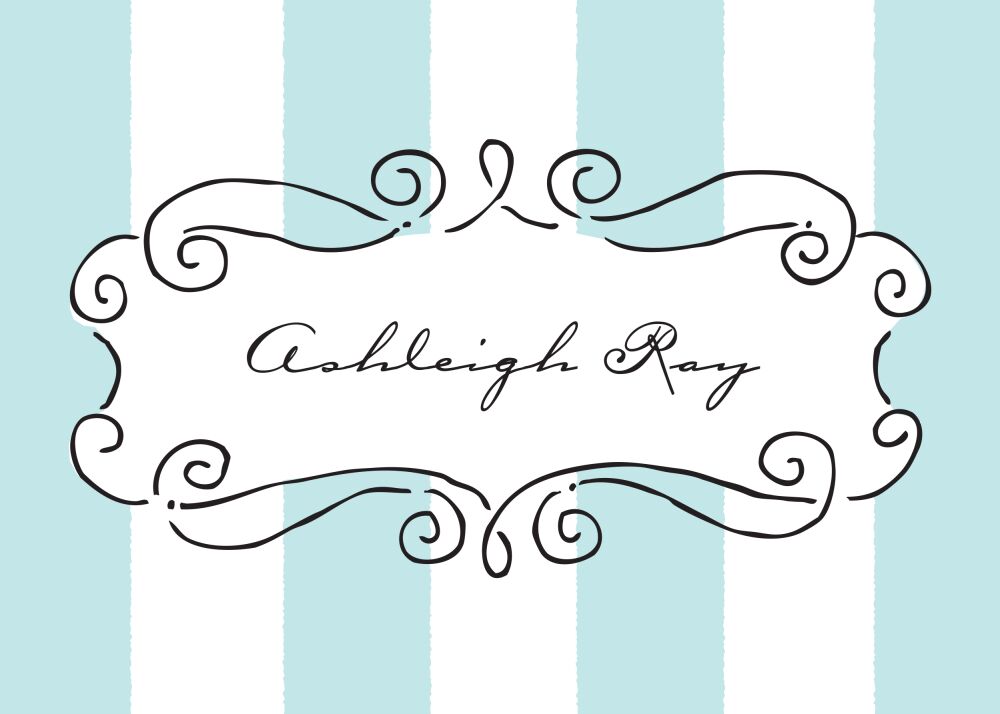 Curly Frame & Stripes Aqua Sticker