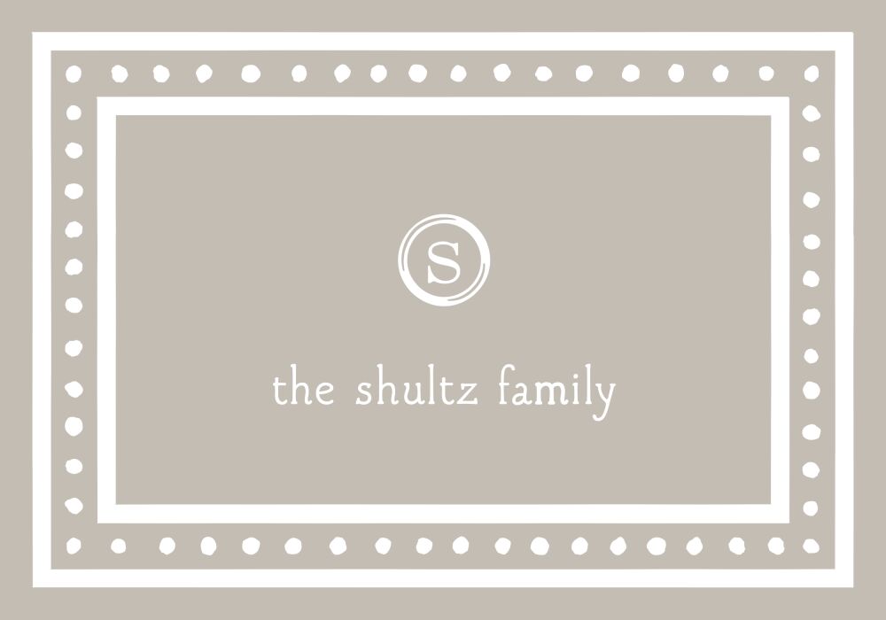White Dotted Border Taupe Folded Note