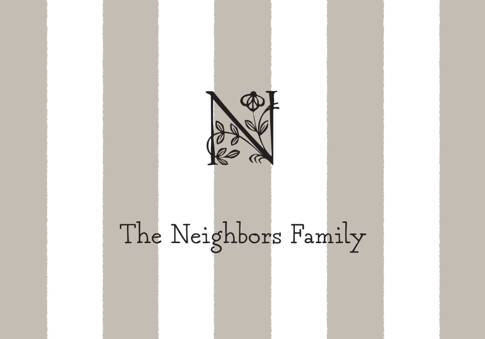 Classic Stripes Taupe Folded Note
