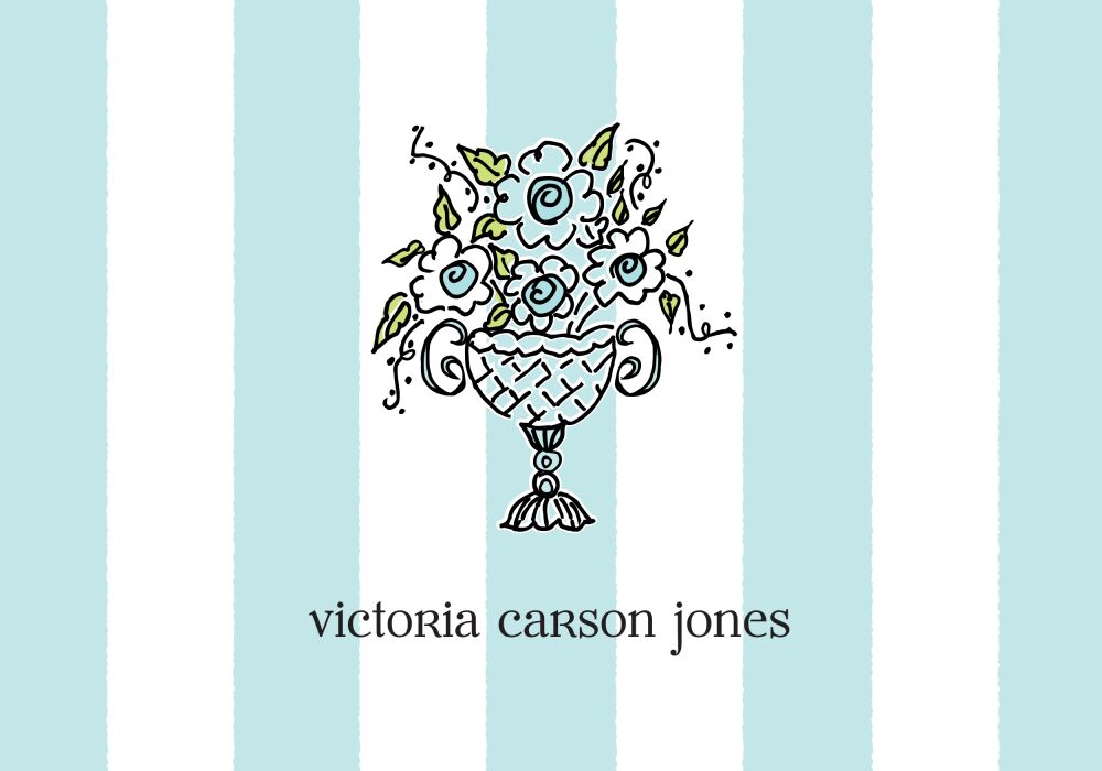 Classic Stripes Aqua Folded Note