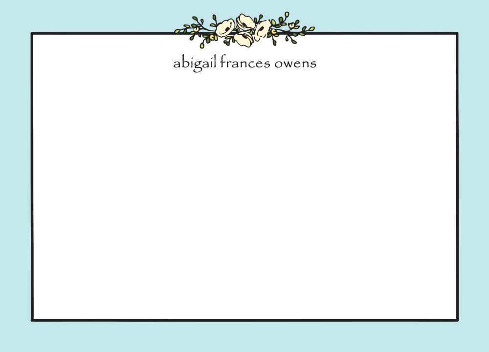 Floral Garland Aqua Flat Note