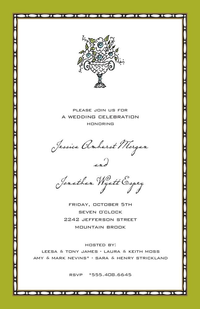 Rice Bead Border Olive Invitation