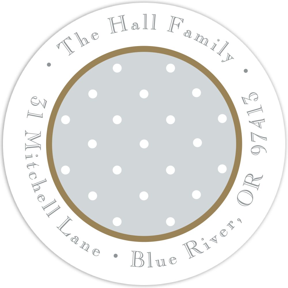 Sweet Dots Gold & Silver Round Return Address Sticker