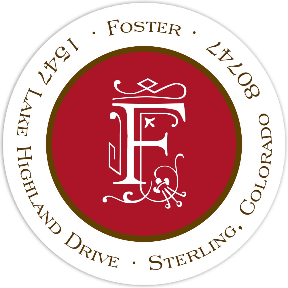Simple Red & Chocolate Round Address Sticker