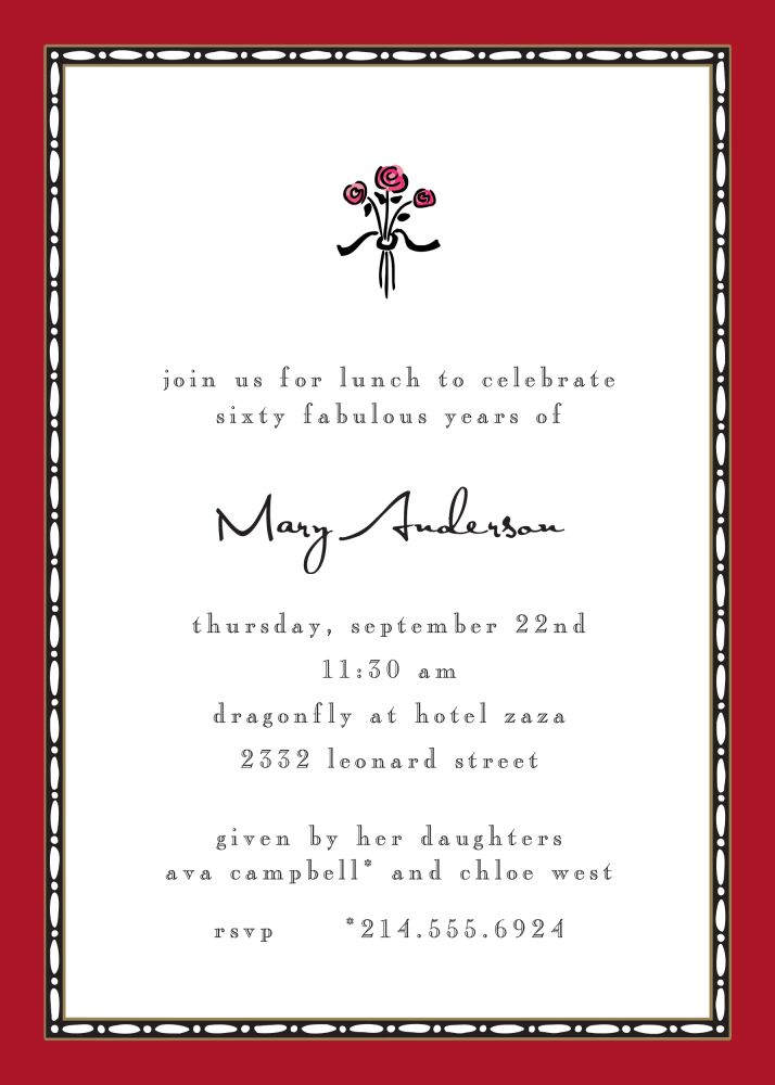 Rice Bead Border Red Invitation