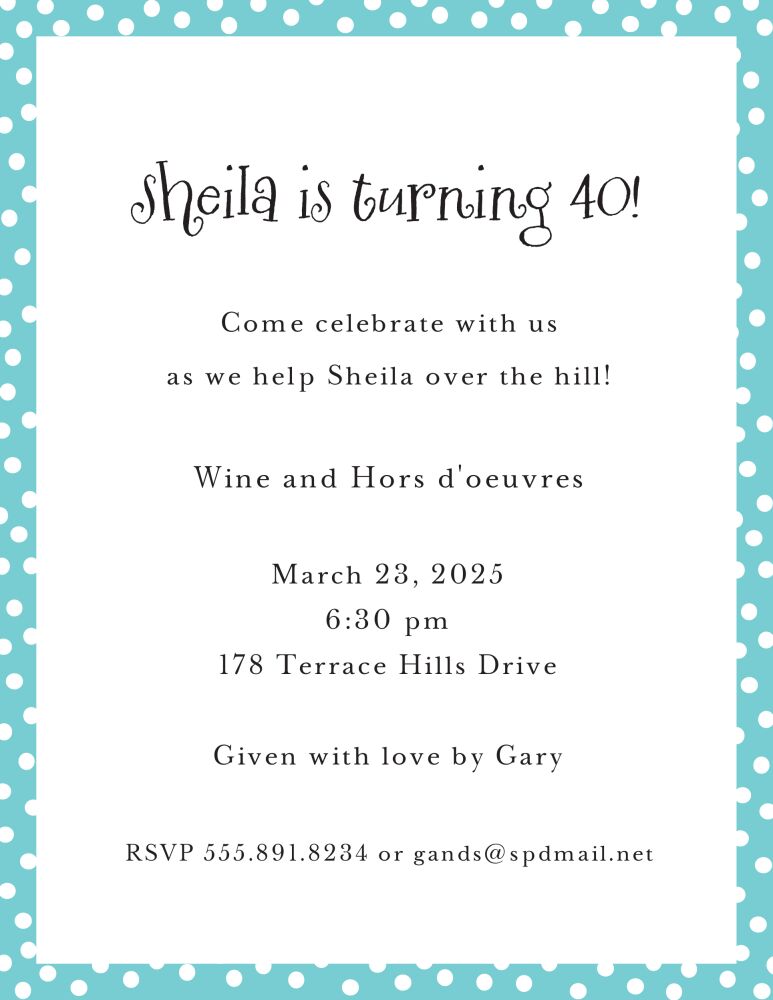 Dotted Edge Black & Aqua Invitation