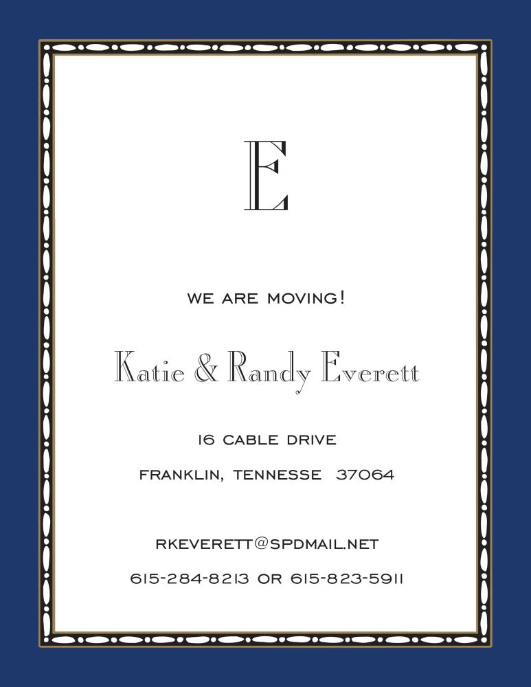 Rice Bead Border Navy Invitation