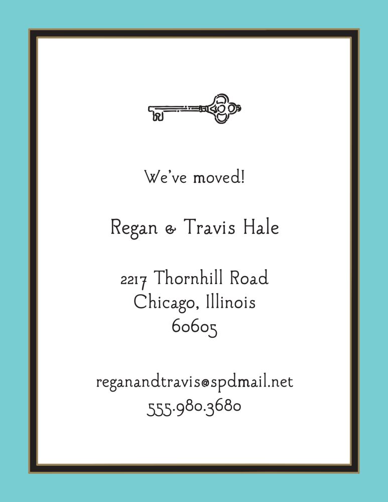 Dark Aqua Edge & Black Border Invitation