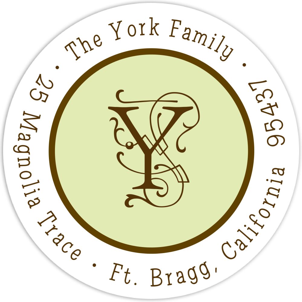Simple Lime & Chocolate Round Return Address Sticker