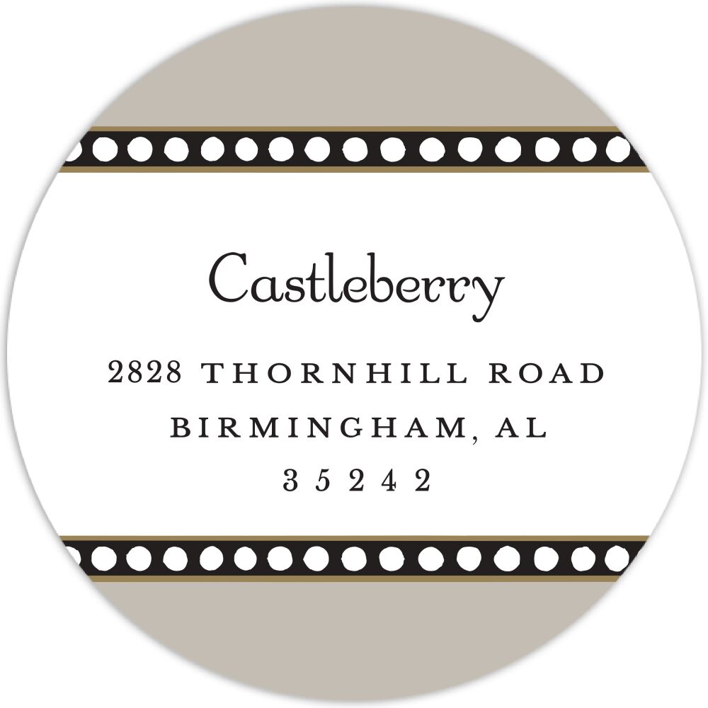 Dotted Edge Taupe Round Return Address Sticker